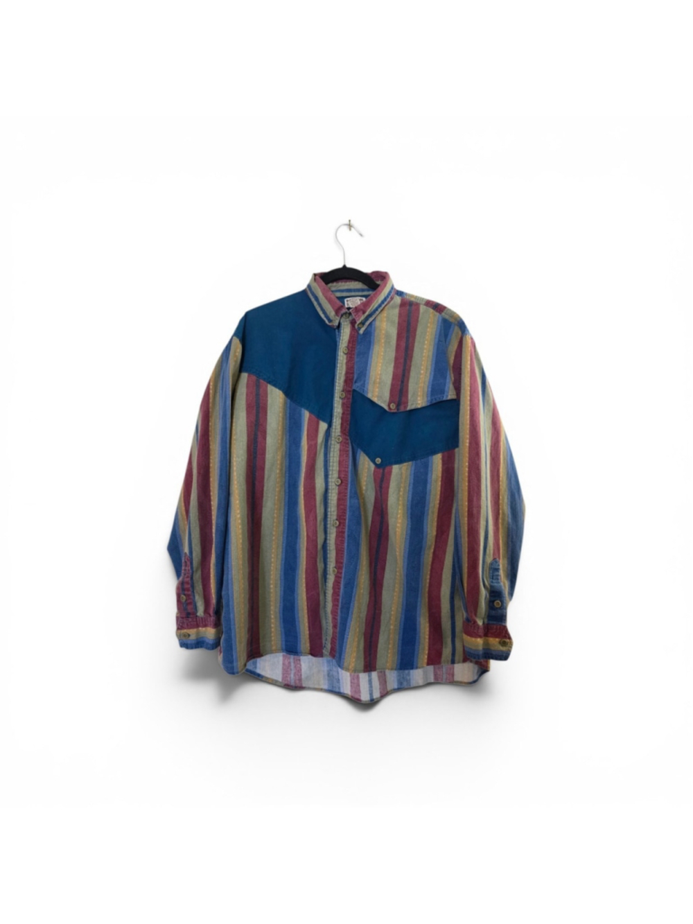 VINTAGE WESTERN FRONTIER MENS XL LONG SLEEVE COLORBLOCK COWBOY 100% COTTON